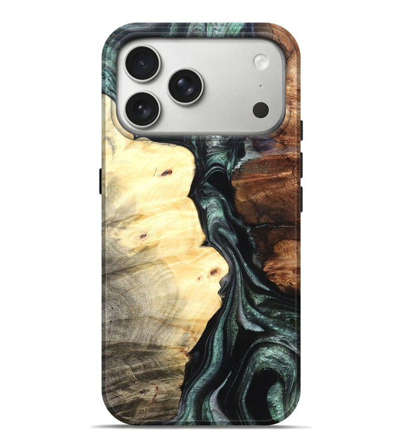 iPhone 17 Pro Max Wood Live Edge Phone Case - Jaylin (Green, 824979)