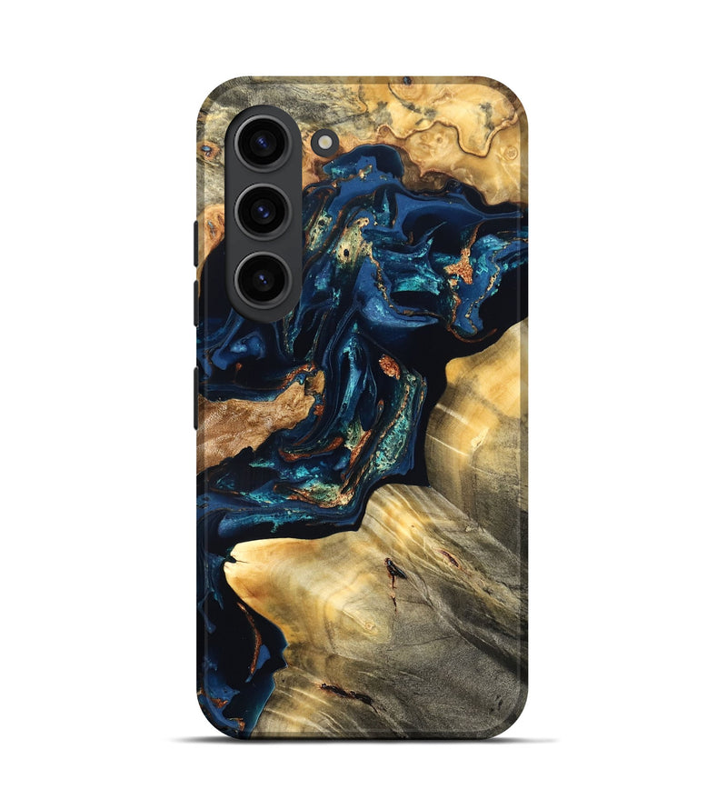 Galaxy S23 Wood Live Edge Phone Case - Manuela (Teal & Gold, 824980)