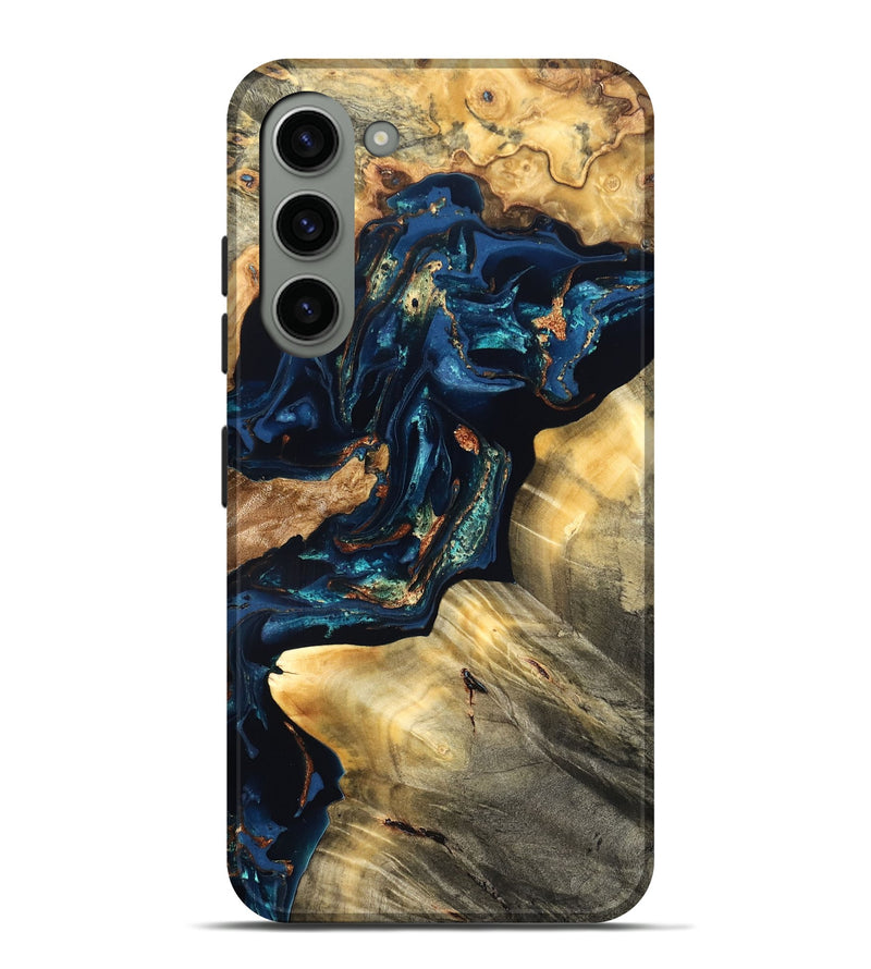 Galaxy S23 Plus Wood Live Edge Phone Case - Manuela (Teal & Gold, 824980)