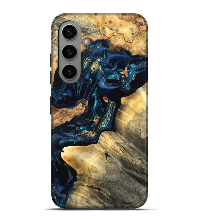 Galaxy S24 Plus Wood Live Edge Phone Case - Manuela (Teal & Gold, 824980)