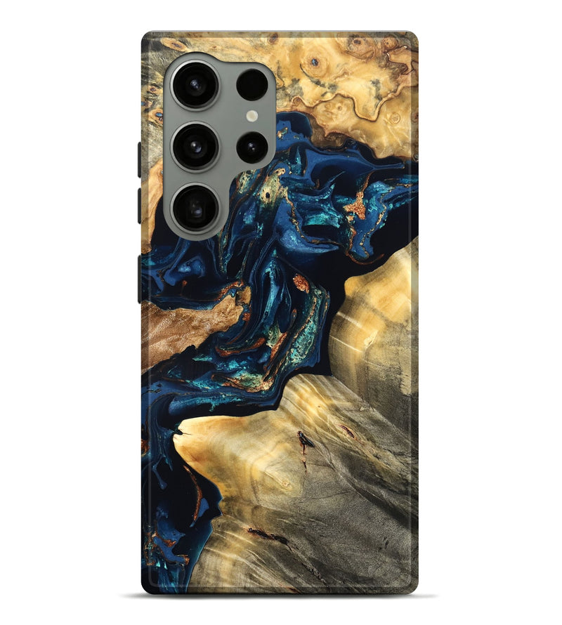 Galaxy S24 Ultra Wood Live Edge Phone Case - Manuela (Teal & Gold, 824980)