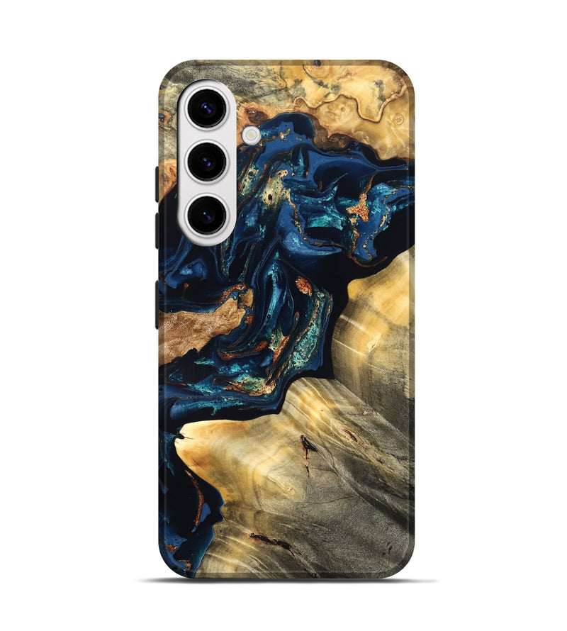 Galaxy S25 Wood Live Edge Phone Case - Manuela (Teal & Gold, 824980)