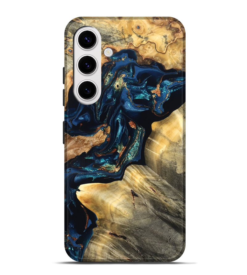 Galaxy S25 Plus Wood Live Edge Phone Case - Manuela (Teal & Gold, 824980)