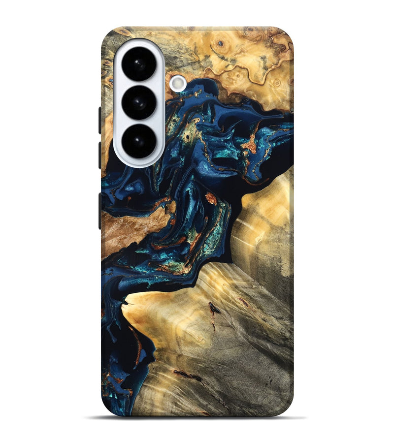 Galaxy S26 Plus Wood Live Edge Phone Case - Manuela (Teal & Gold, 824980)