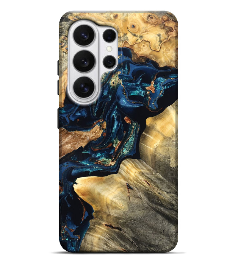 Galaxy S26 Ultra Wood Live Edge Phone Case - Manuela (Teal & Gold, 824980)