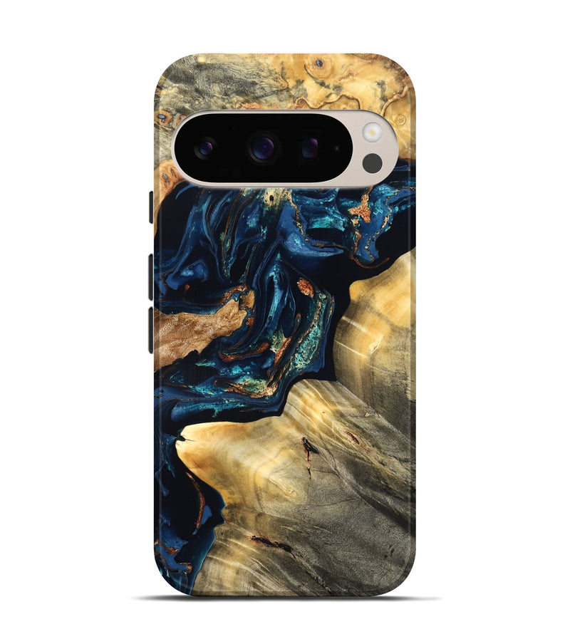 Pixel 10 Wood Live Edge Phone Case - Manuela (Teal & Gold, 824980)