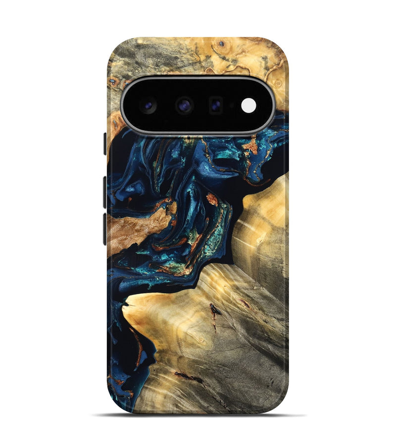 Pixel 11 Pro Wood Live Edge Phone Case - Manuela (Teal & Gold, 824980)