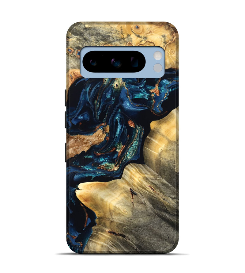 Pixel 8 Pro Wood Live Edge Phone Case - Manuela (Teal & Gold, 824980)