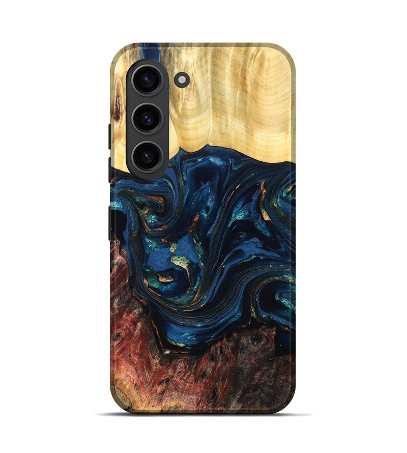 Galaxy S23 Wood Live Edge Phone Case - Maryann (Teal & Gold, 824981)