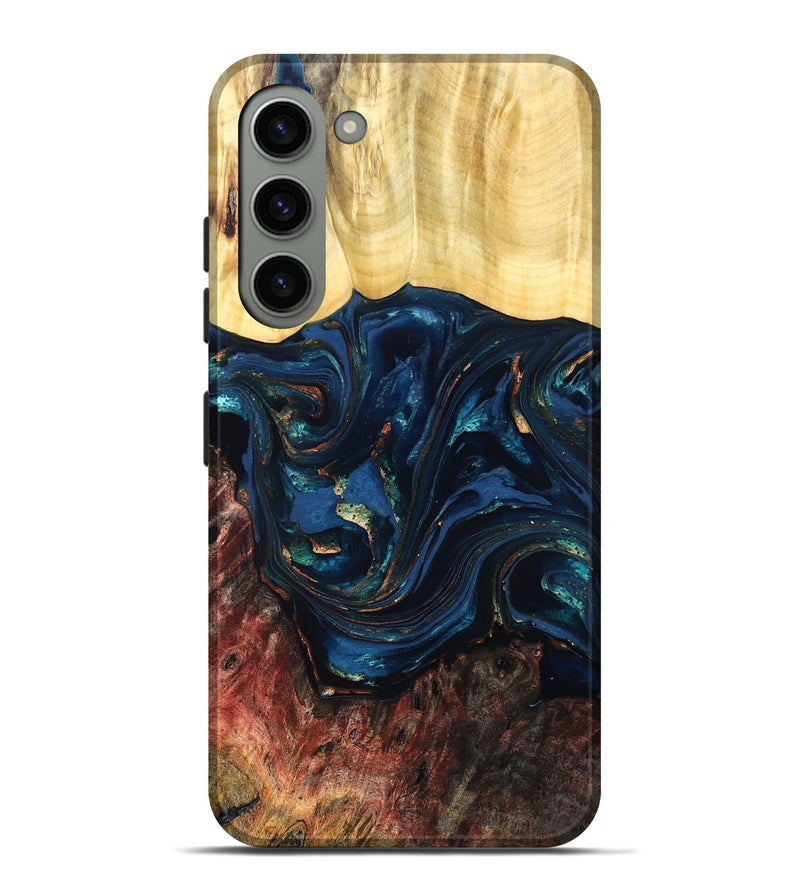 Galaxy S23 Plus Wood Live Edge Phone Case - Maryann (Teal & Gold, 824981)