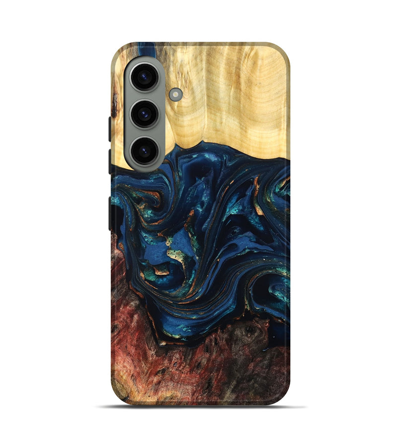Galaxy S24 Wood Live Edge Phone Case - Maryann (Teal & Gold, 824981)