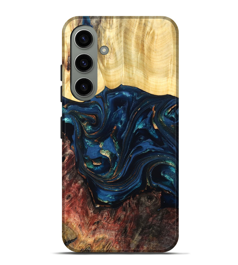 Galaxy S24 Plus Wood Live Edge Phone Case - Maryann (Teal & Gold, 824981)