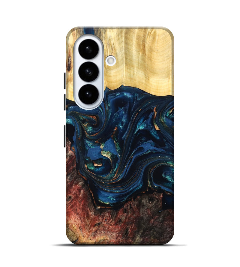 Galaxy S26 Wood Live Edge Phone Case - Maryann (Teal & Gold, 824981)