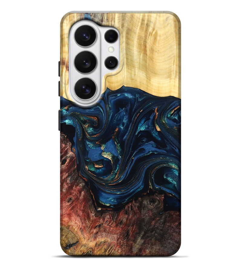 Galaxy S26 Ultra Wood Live Edge Phone Case - Maryann (Teal & Gold, 824981)