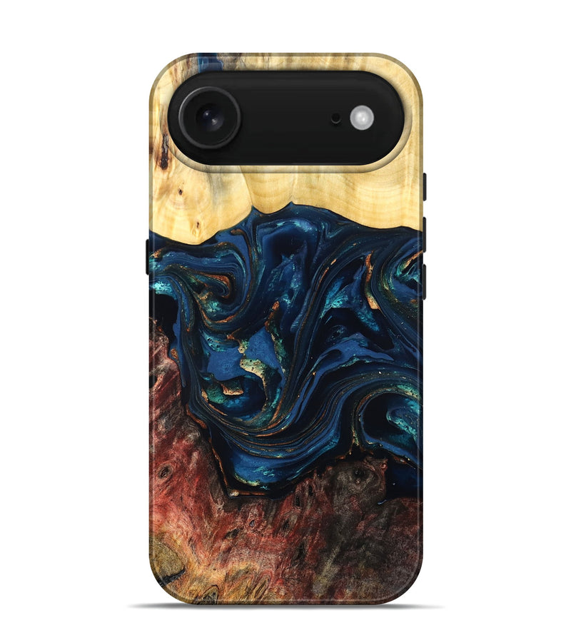 iPhone 17 Air Wood Live Edge Phone Case - Maryann (Teal & Gold, 824981)