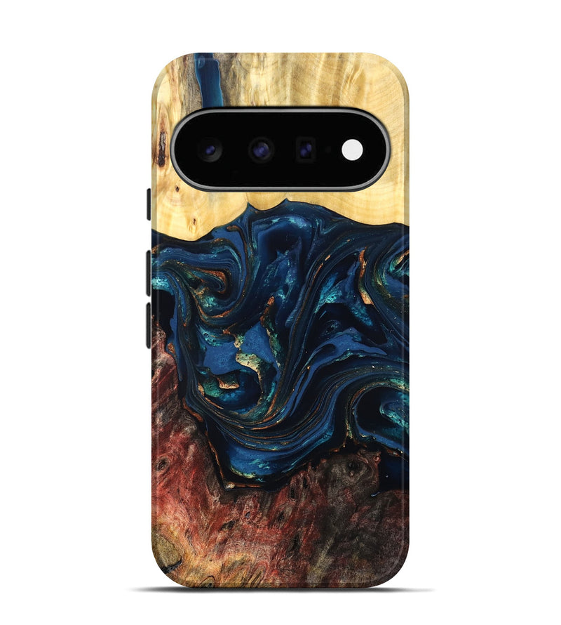 Pixel 11 Wood Live Edge Phone Case - Maryann (Teal & Gold, 824981)
