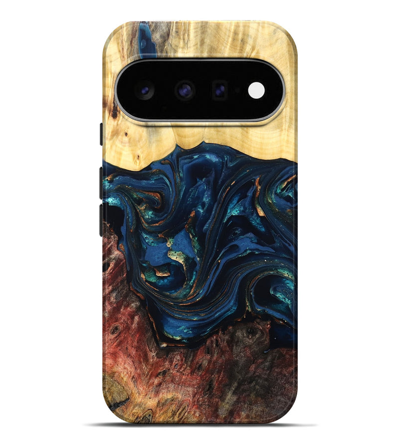 Pixel 11 Pro XL Wood Live Edge Phone Case - Maryann (Teal & Gold, 824981)