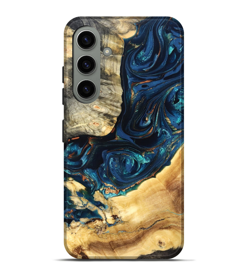 Galaxy S24 Plus Wood Live Edge Phone Case - Art (Teal & Gold, 824982)