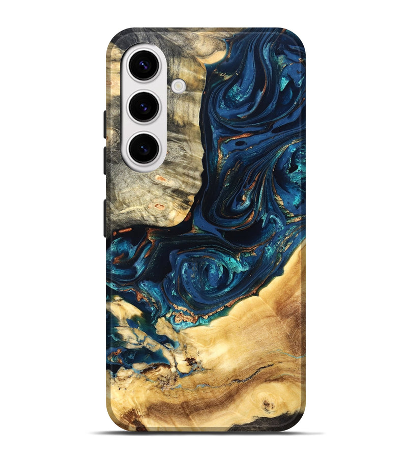Galaxy S25 Plus Wood Live Edge Phone Case - Art (Teal & Gold, 824982)