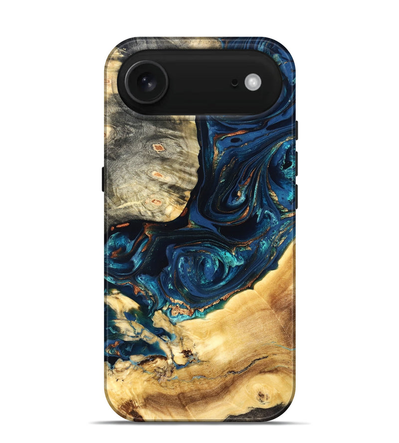 iPhone 17 Air Wood Live Edge Phone Case - Art (Teal & Gold, 824982)