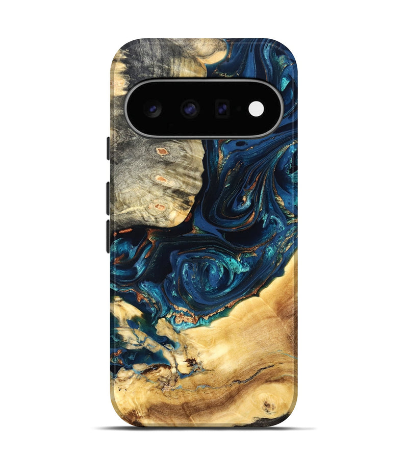 Pixel 11 Wood Live Edge Phone Case - Art (Teal & Gold, 824982)