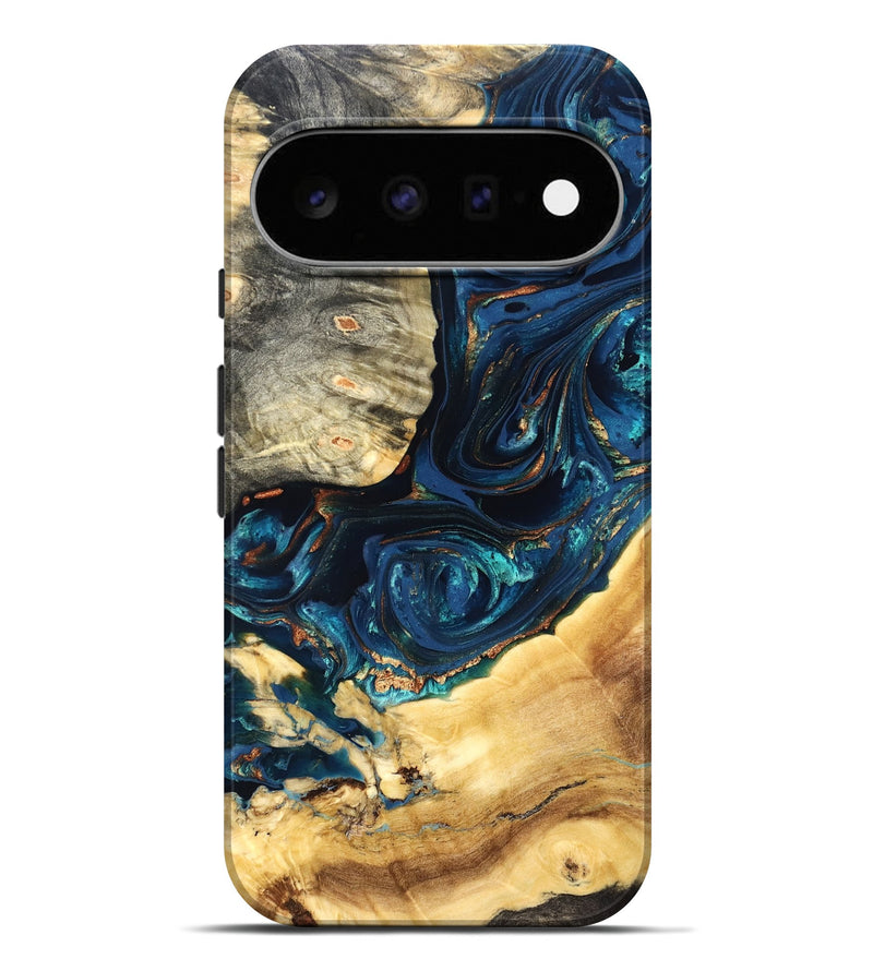 Pixel 11 Pro XL Wood Live Edge Phone Case - Art (Teal & Gold, 824982)