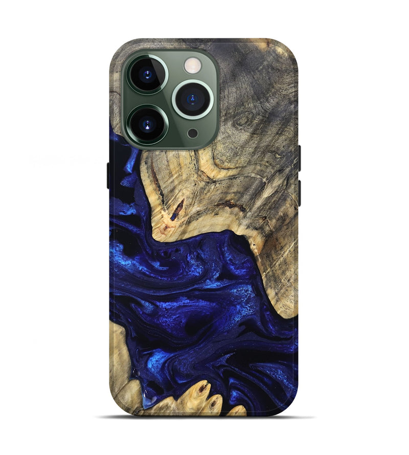 iPhone 13 Pro Wood Live Edge Phone Case - Simeon (Blue, 824984)