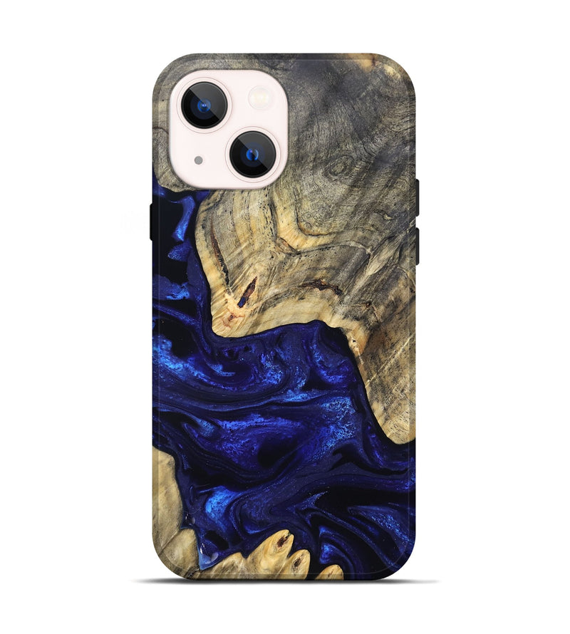 iPhone 14 Wood Live Edge Phone Case - Simeon (Blue, 824984)