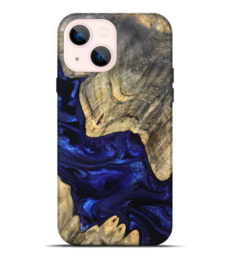 iPhone 14 Plus Wood Live Edge Phone Case - Simeon (Blue, 824984)