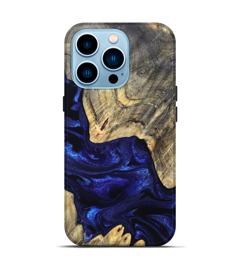 iPhone 14 Pro Wood Live Edge Phone Case - Simeon (Blue, 824984)