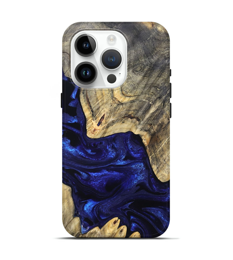 iPhone 15 Pro Wood Live Edge Phone Case - Simeon (Blue, 824984)