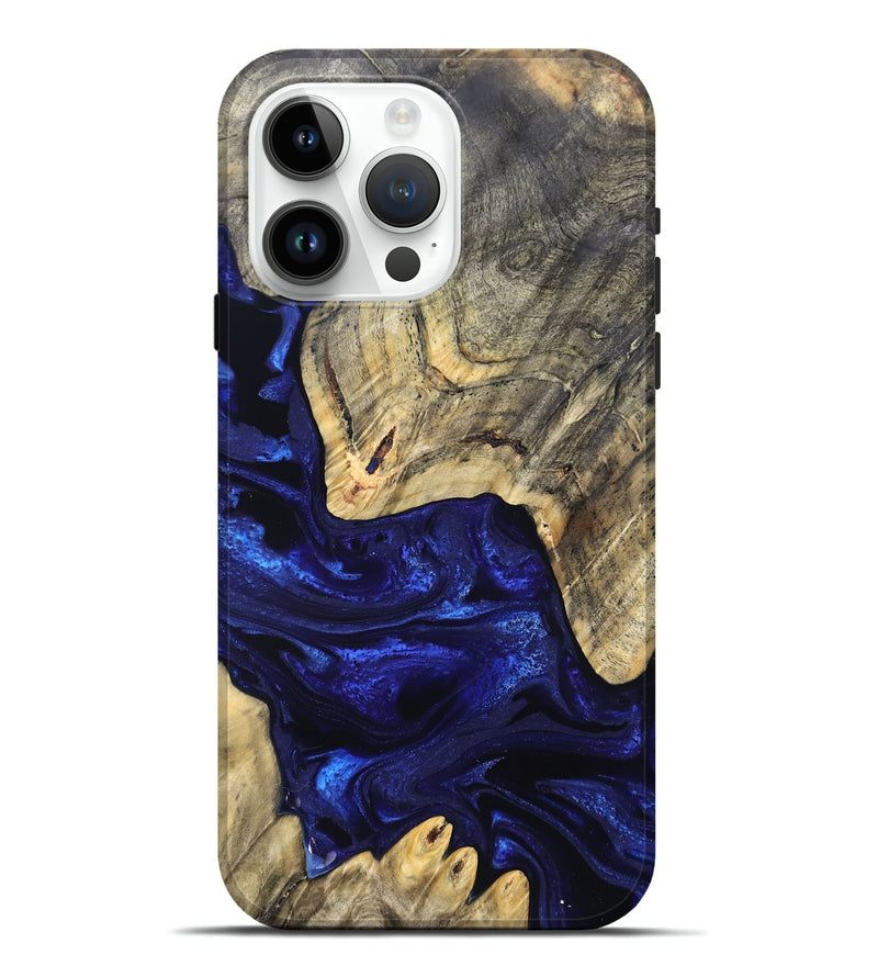 iPhone 15 Pro Max Wood Live Edge Phone Case - Simeon (Blue, 824984)