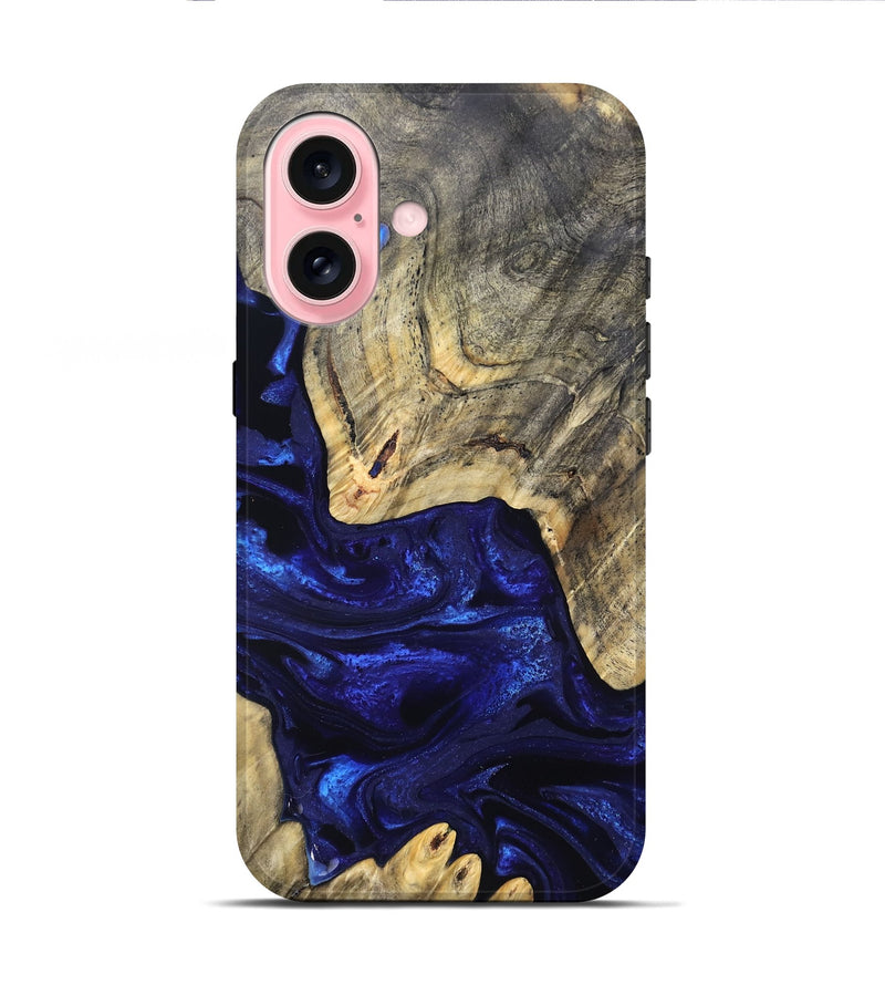 iPhone 16 Wood Live Edge Phone Case - Simeon (Blue, 824984)