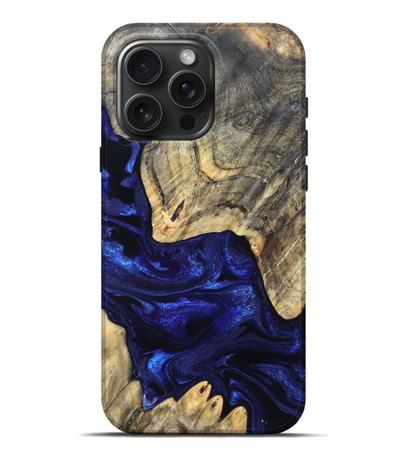iPhone 16 Pro Max Wood Live Edge Phone Case - Simeon (Blue, 824984)