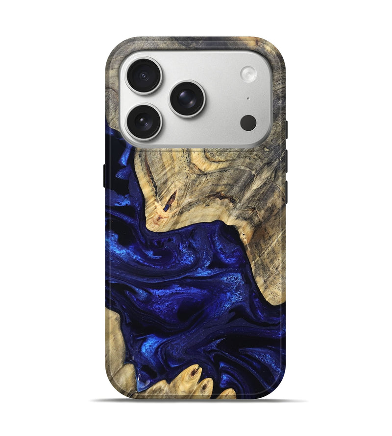 iPhone 17 Pro Wood Live Edge Phone Case - Simeon (Blue, 824984)