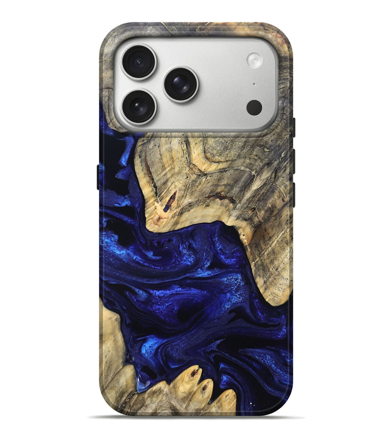 iPhone 17 Pro Max Wood Live Edge Phone Case - Simeon (Blue, 824984)