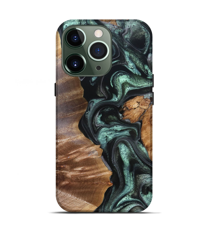 iPhone 13 Pro Wood Live Edge Phone Case - Flor (Green, 824985)