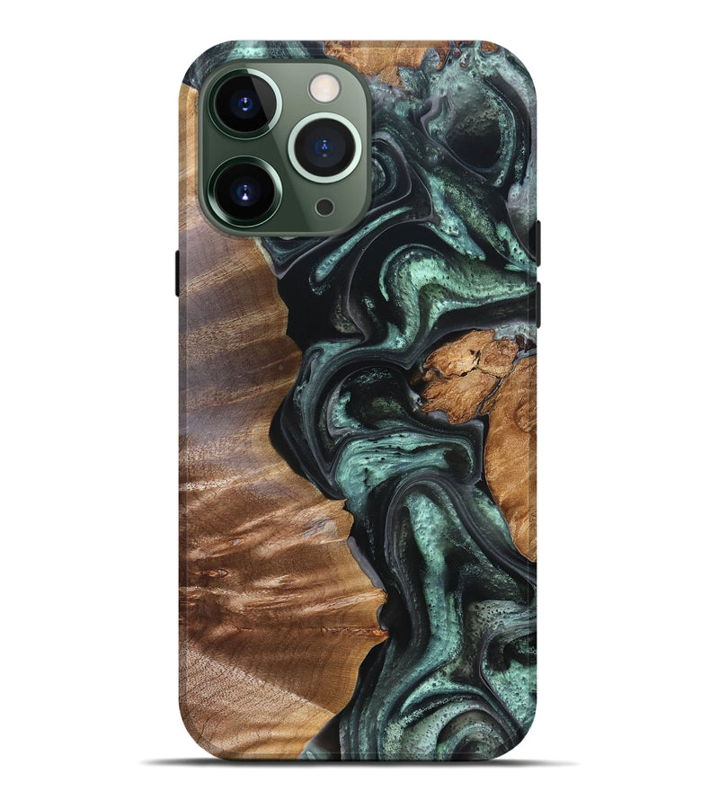 iPhone 13 Pro Max Wood Live Edge Phone Case - Flor (Green, 824985)