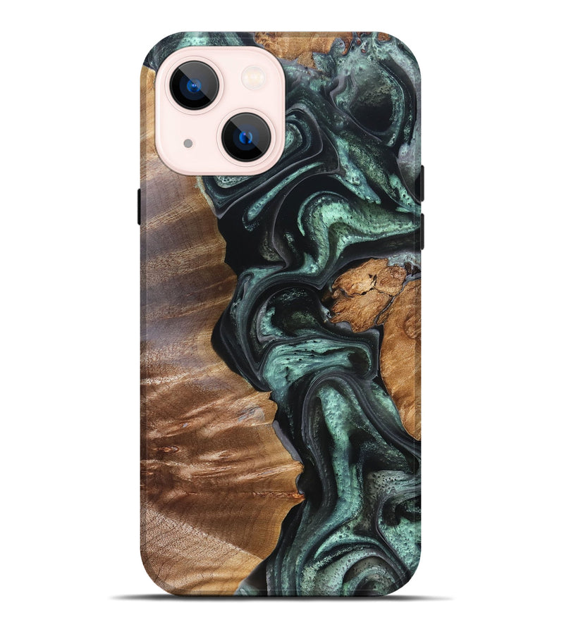 iPhone 14 Plus Wood Live Edge Phone Case - Flor (Green, 824985)