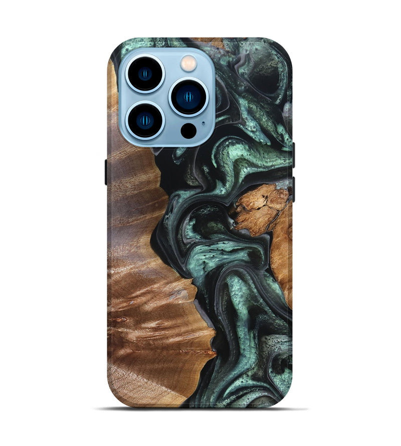 iPhone 14 Pro Wood Live Edge Phone Case - Flor (Green, 824985)