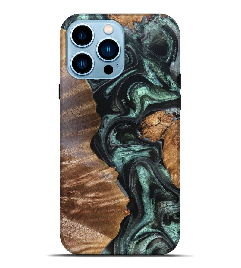 iPhone 14 Pro Max Wood Live Edge Phone Case - Flor (Green, 824985)