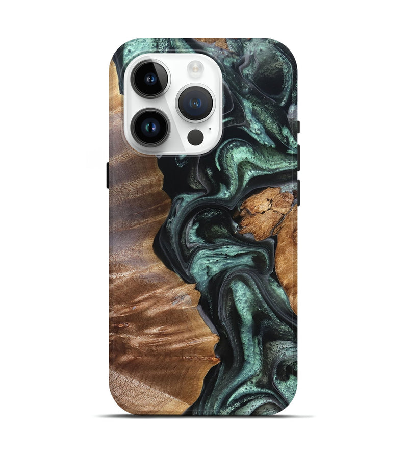 iPhone 15 Pro Wood Live Edge Phone Case - Flor (Green, 824985)