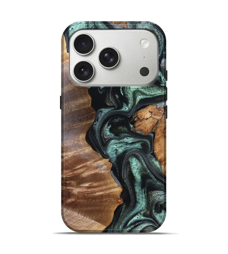 iPhone 17 Pro Wood Live Edge Phone Case - Flor (Green, 824985)