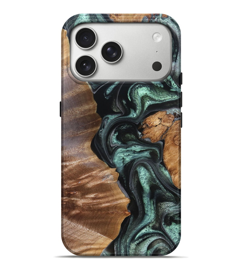 iPhone 17 Pro Max Wood Live Edge Phone Case - Flor (Green, 824985)
