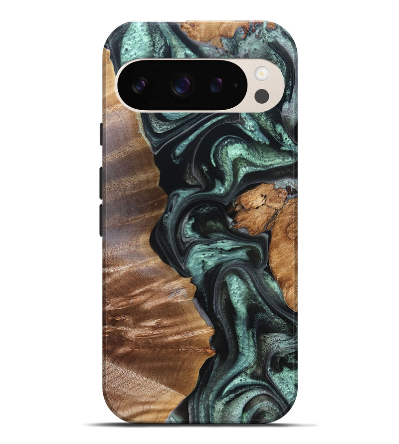 Pixel 9 Pro XL Wood Live Edge Phone Case - Flor (Green, 824985)