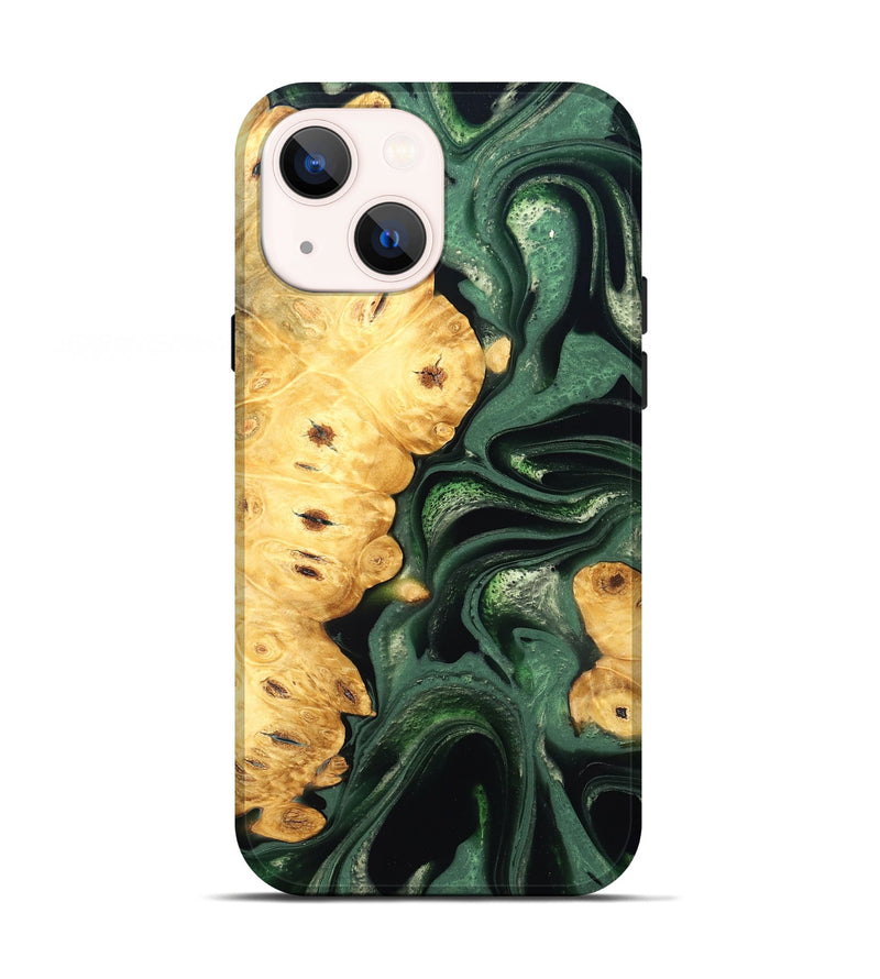 iPhone 13 Wood Live Edge Phone Case - Sid (Green, 824986)