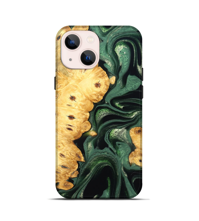 iPhone 13 mini Wood Live Edge Phone Case - Sid (Green, 824986)