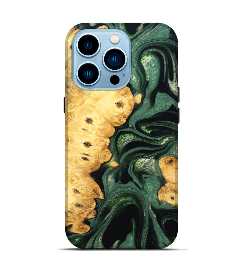 iPhone 14 Pro Wood Live Edge Phone Case - Sid (Green, 824986)