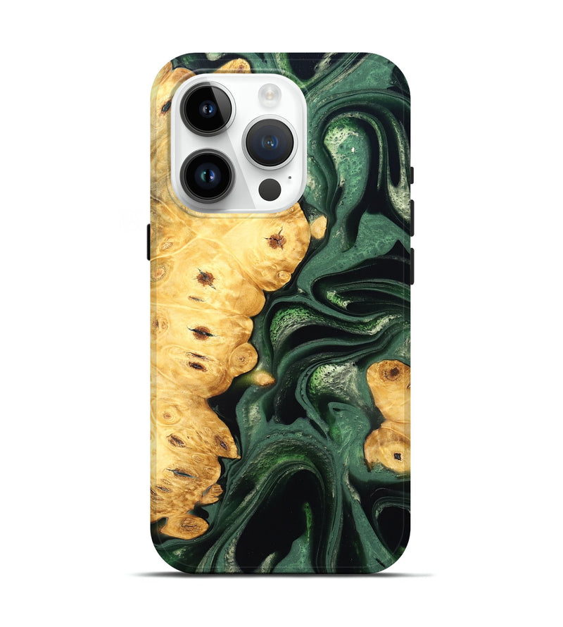 iPhone 15 Pro Wood Live Edge Phone Case - Sid (Green, 824986)