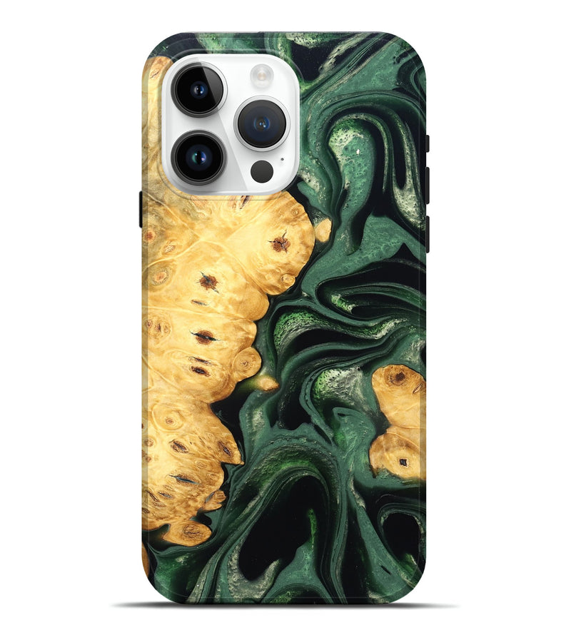 iPhone 15 Pro Max Wood Live Edge Phone Case - Sid (Green, 824986)